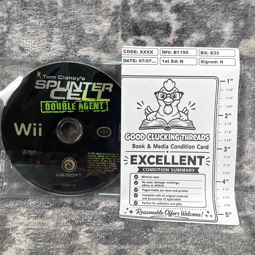 Splinter Cell Double Agent Nintendo Wii Ubisoft Sam Fisher Stealth Game Disc